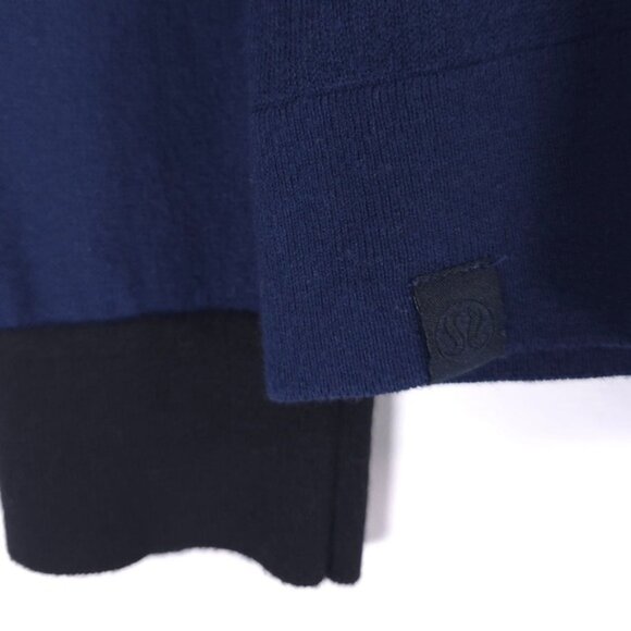 Lululemon SILK Blend Sweater Crew Neck Pullover Knit Ringer Blue Black Size 10 - Picture 8 of 10